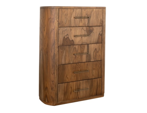 Modern Rustic 5-Drawer Bedroom Chest with Metal Drawer Pulls