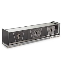 Glam Rectangular 6-Door Console Table with Mirror Tabletop