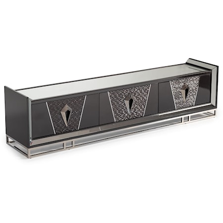 Glam Rectangular 6-Door Console Table with Mirror Tabletop