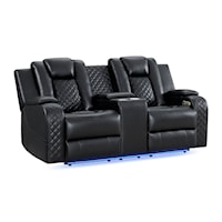Casual Power Reclining Loveseat with Power Headrest & Storage Console