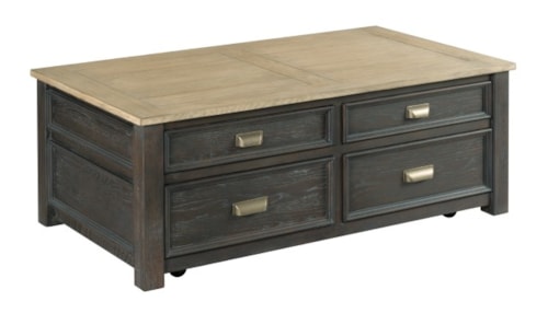 Transitional Two-Tone Cocktail Table with Casters