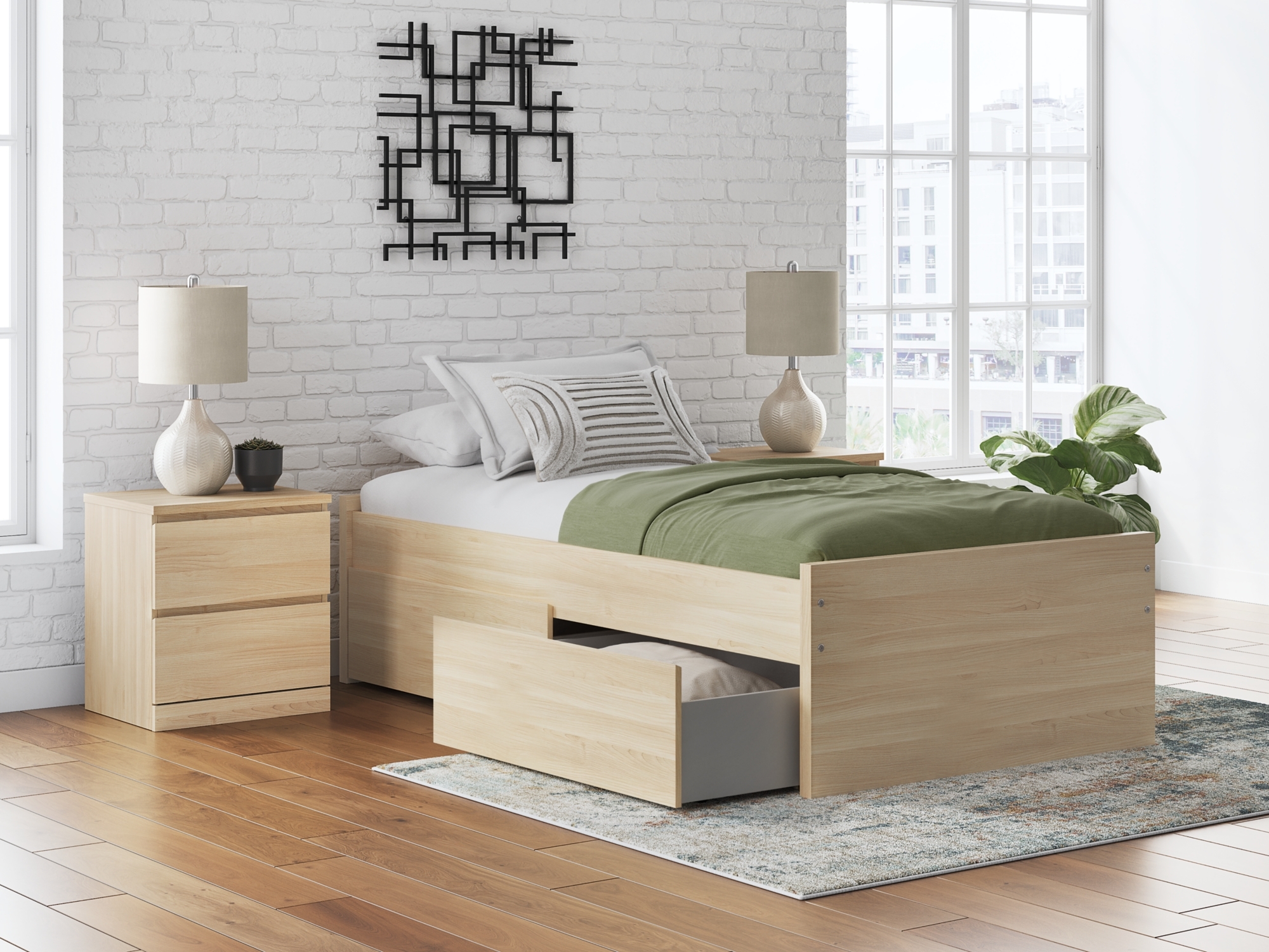 Twin Platform Bed With 1 Side Storage
