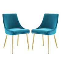 Performance Velvet Dining Chairs - Gold/Blue - Set of 2