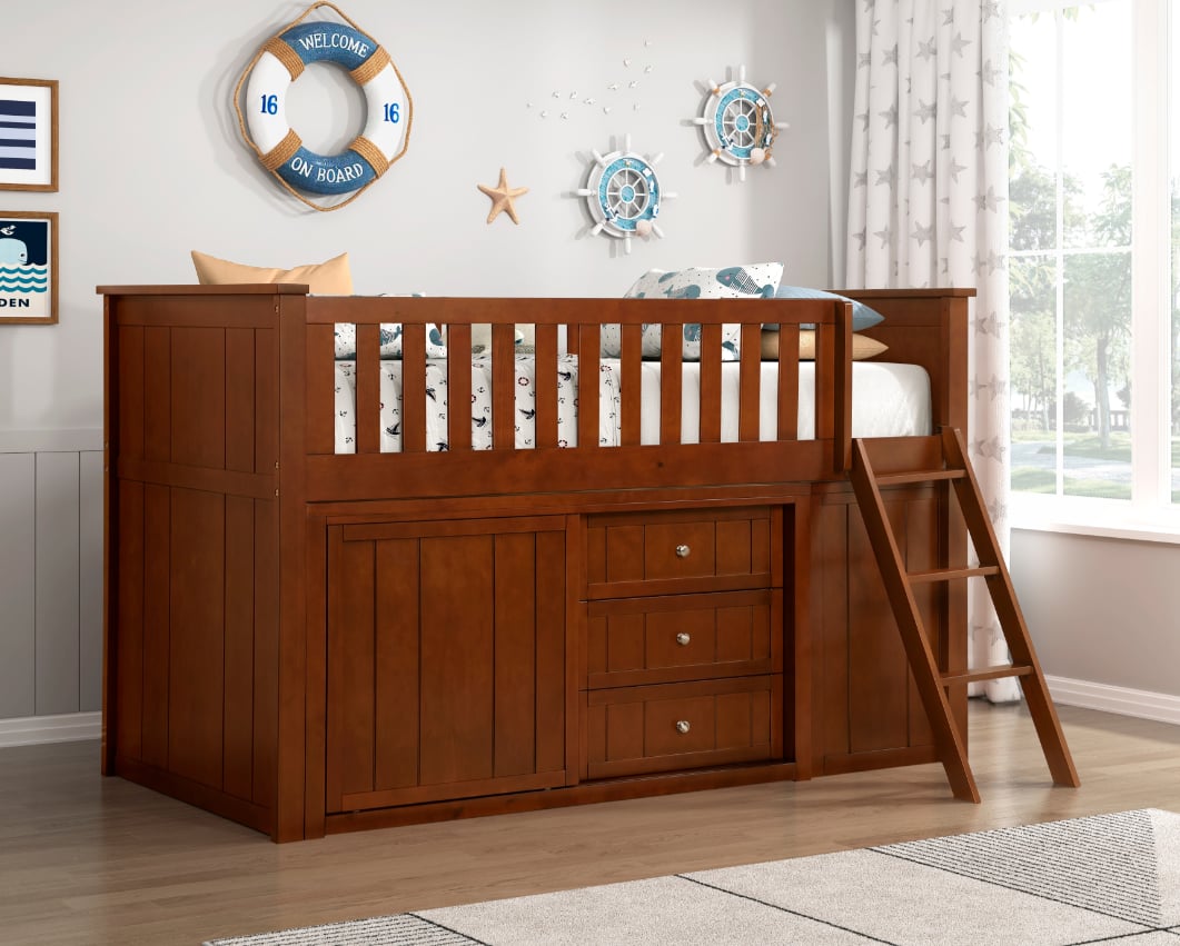 Homelegance Rowe Low Loft Bunk Bed with Storage