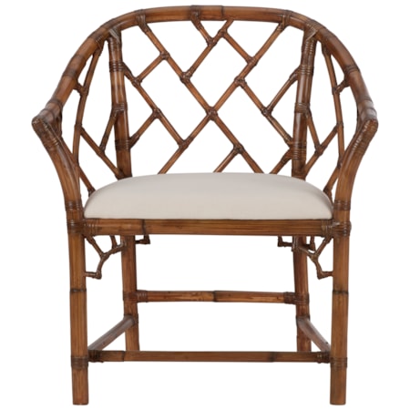 Chippendale Bamboo Arm Chair - Brown