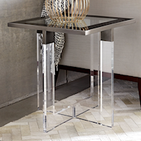 End Table in Clear Acrylic and Gunmetal Polished Stainless Steel