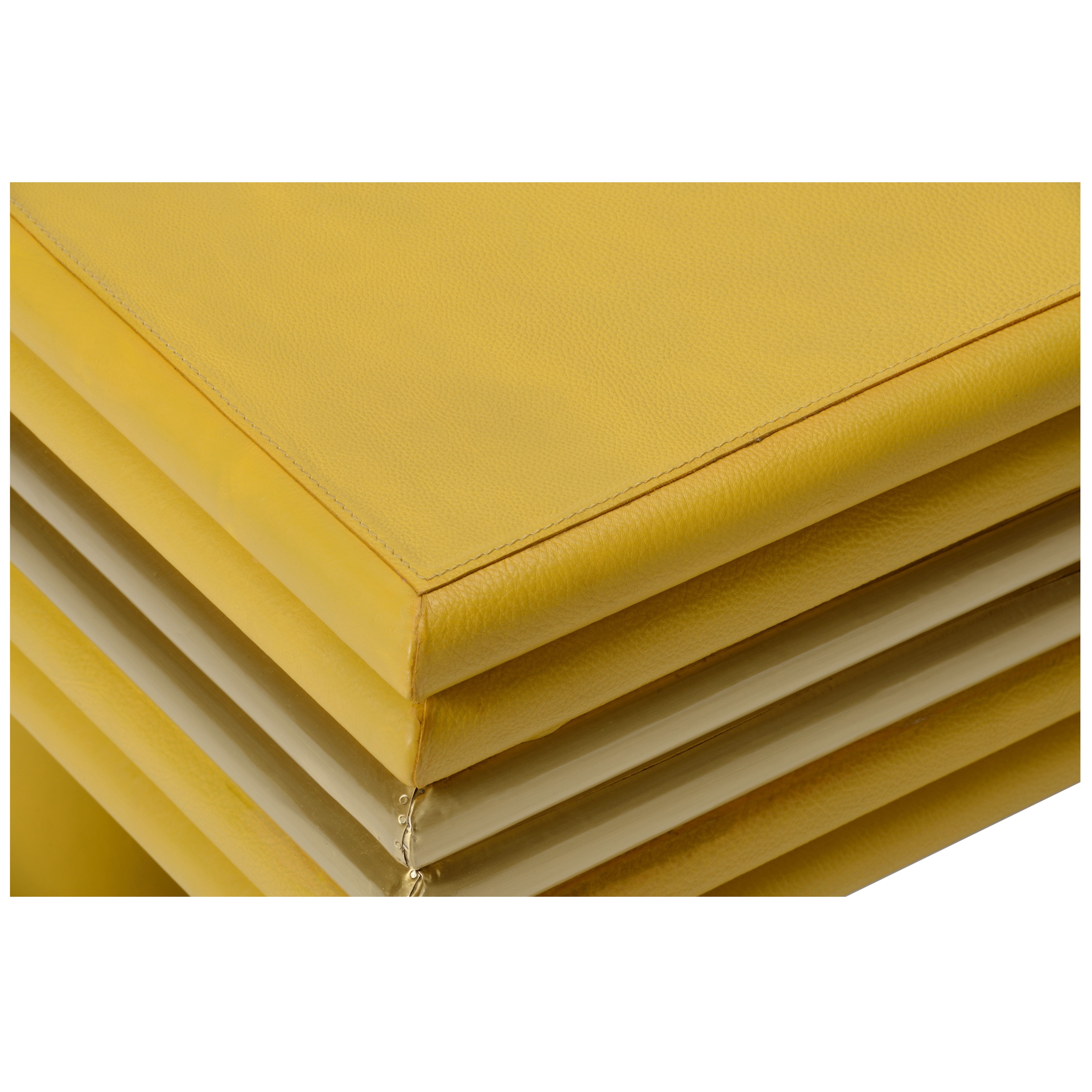 Chelsea House Chelsea House Misc Coulter Leather Cocktail Table- Yellow