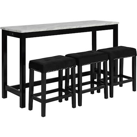 Transitional Theater Bar Table w/3 Stools