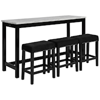 Transitional Theater Bar Table w/3 Stools