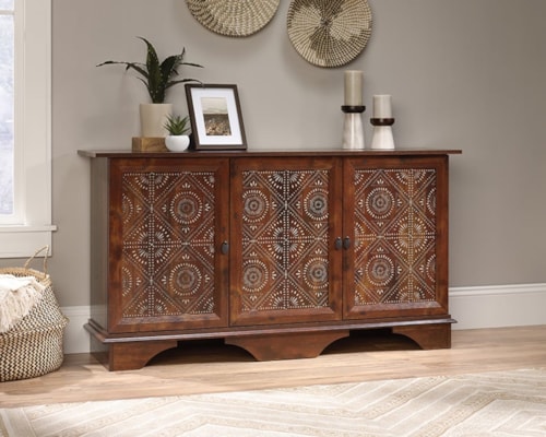 Traditional Three-Door Storage Cabinet with Adjustable Shelving