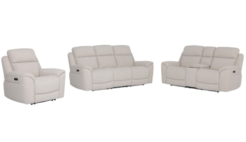 Casual 3-Piece Power Reclining Living Room Set with Power Headrests and Lumbar Support