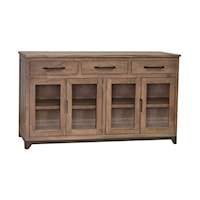 Rustic 4-Door Console with 3-Drawers