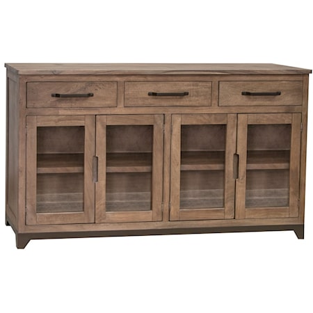 Rustic 4-Door Console with 3-Drawers