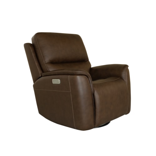 Casual Power Swivel Glider Recliner with Power Headrest, Lumbar, Heat, & Massage