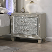 Glam 2-Drawer Nightstand with Chrome Handles