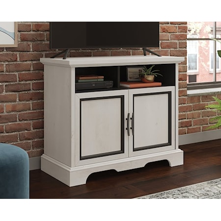 Contemporary 2-Door TV Stand with Storage Shelves