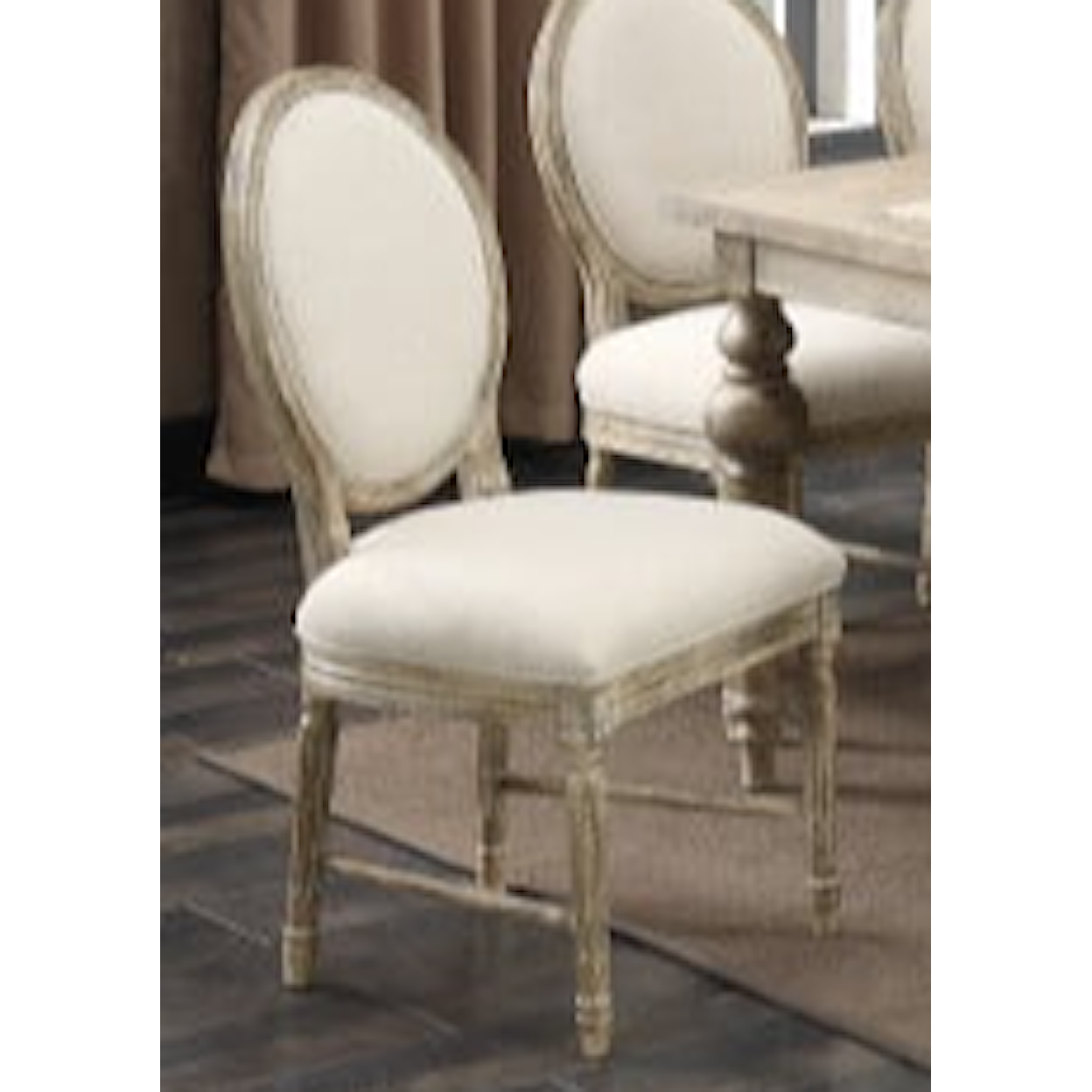 Emerald Interlude Upholstered Side Chair White Linen