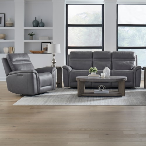 Transitional Power Reclining Sofa and Recliner Set