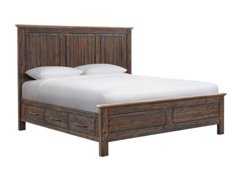 Rustic King Panel Storage Bed