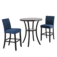 Transitional 3-Piece Bar Table and Stool Set with Nailhead Trim