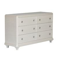 Glam 6-Drawer Dresser with Crystal Knob Hardware