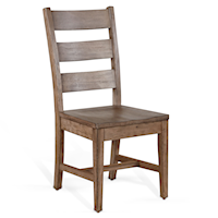 Ladderback Chair w/ Stretchers, Wood Seat