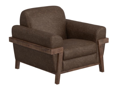 Rustic Accent Chair with Retro Rolled Arms