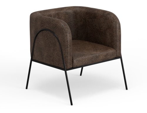 Contemporary Upholstered Barrel Armchair with Metal Legs