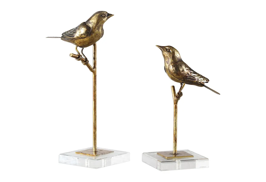 Accessories - Statues and Figurines Passerines Bird Sculptures S/2 by Uttermost at Pedigo Furniture