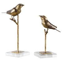 Passerines Bird Sculptures S/2
