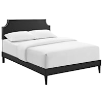 Queen Vinyl Platform Bed with Squared Tapered Legs