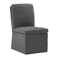 Charcoal Fabric Dining Chair with Hidden Casters and Skirt