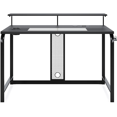 Metal 48" Home Office Desk with Monitor Stand & Outlets and USB/Wireless Charging