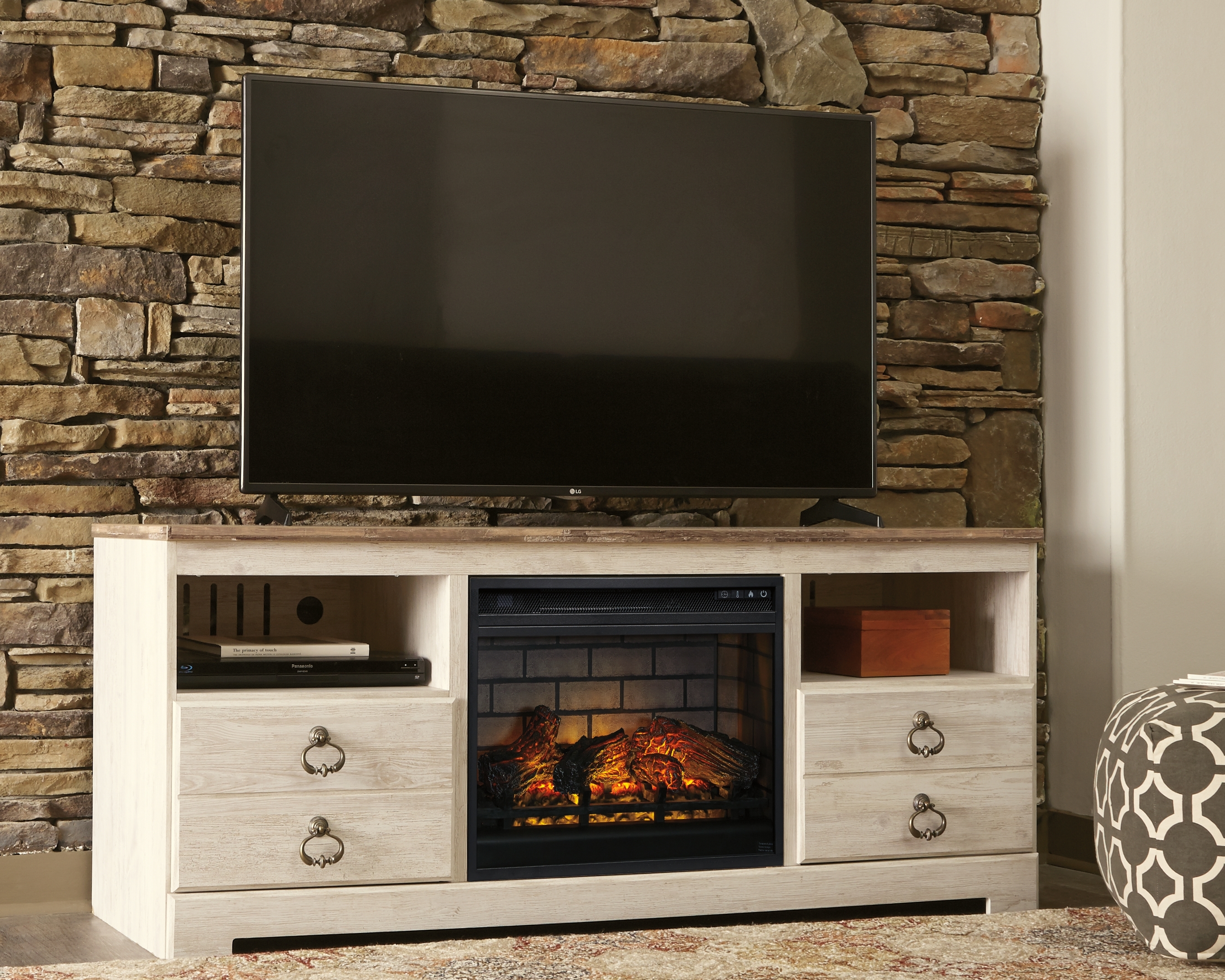64&amp;quot; TV Stand With Electric Fireplace