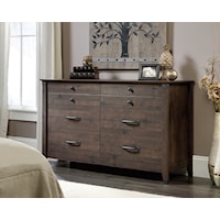 Rustic 6-Drawer Dresser - Coffee Oak