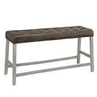 Transitional Counter-Height Upholstered Bench with Nailhead Trim