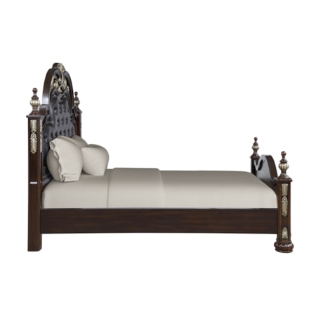 King Poster Bed with Upholstered Headboard