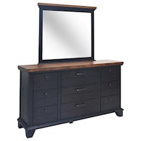 Farmhouse Nine Drawer Dresser and Mirror Set