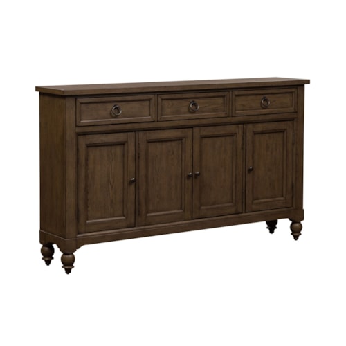 Transitional 4-Door Hall Buffet with Adjustable Shelves