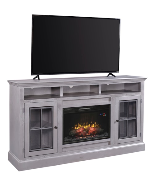 Transitional 70" Two-Door Fireplace TV Console