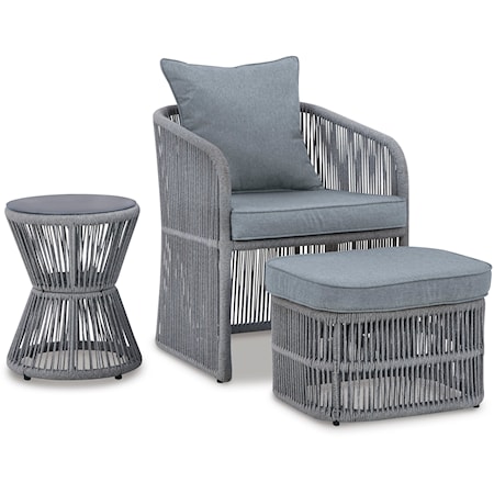 Outdoor Chair with Ottoman and Side Table