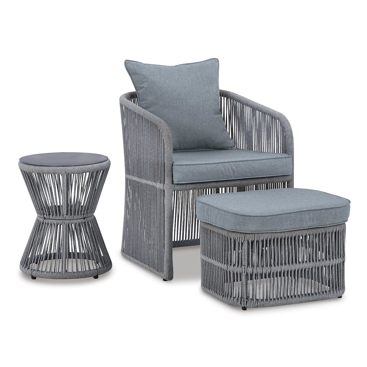 Signature Design by Ashley Coast Island Outdoor Chair with Ottoman and Side Table