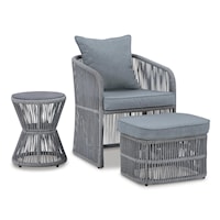 Outdoor Chair with Ottoman and Side Table