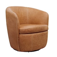 Transitional Swivel Club Chair with Barrel Seat