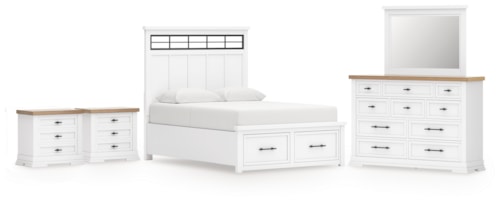 5pc Queen Storage Bed, Dresser, Mirror & 2 Nightstands 