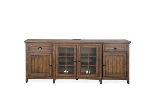 Rustic 80" TV Console with USB and Electrical Outlets