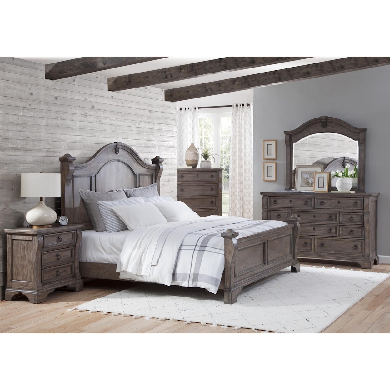 American Woodcrafters Heirloom King Bedroom Group