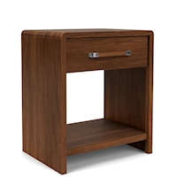 Mid-Century Modern 1-Drawer Nightstand with Open Shelf