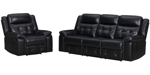 Casual Manual Reclining Sofa and Recliner Set