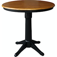 Transitional 36" Pedestal Table in Cherry / Black